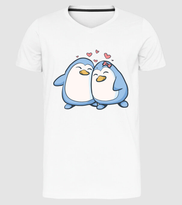 PINGUIN ÎNDRĂGOSTIT model alb pe tricou