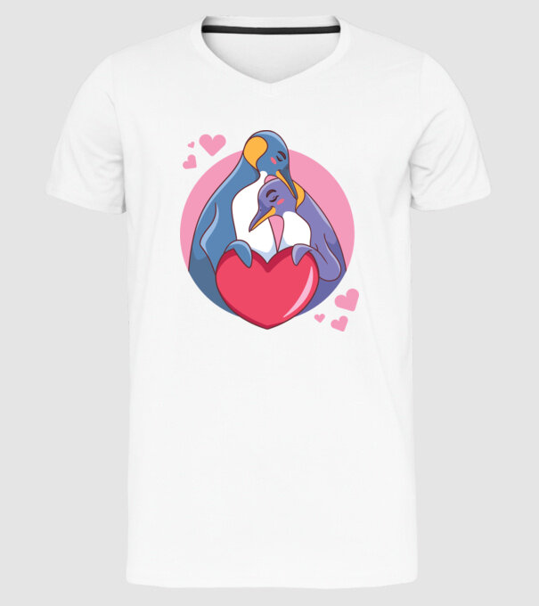 PINGUIN ÎNDRĂGOSTIT 5 model alb pe tricou