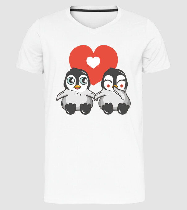 PINGUINI ÎNDRĂGOSTIȚI 7 model alb pe tricou