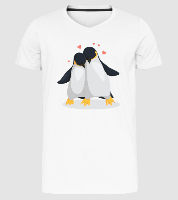 PINGUINI ÎNDRĂGOSTIȚI 8 model alb pe tricou