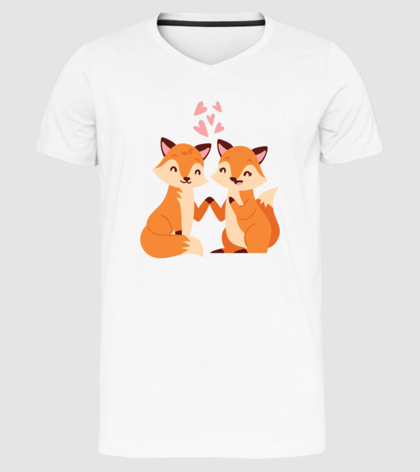 VULPI ÎNDRĂGOSTITE model alb pe tricou