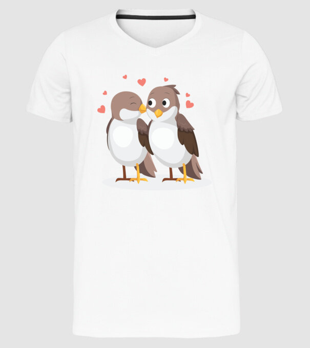 VRĂBII ÎNDRĂGOSTITE model alb pe tricou