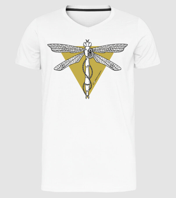 Libelulă model alb pe tricou