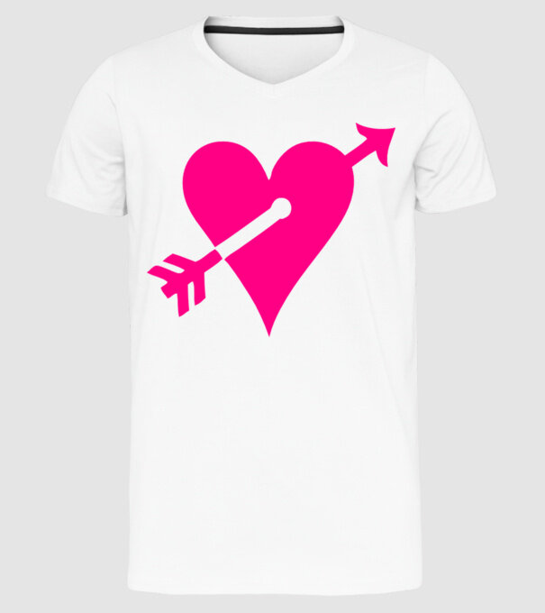 inimă model alb pe tricou