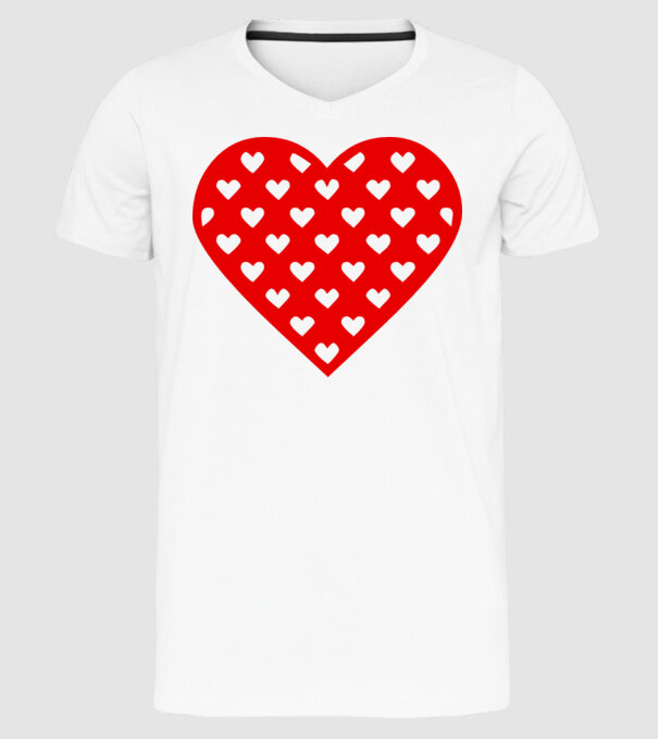Inimă în inimă model alb pe tricou