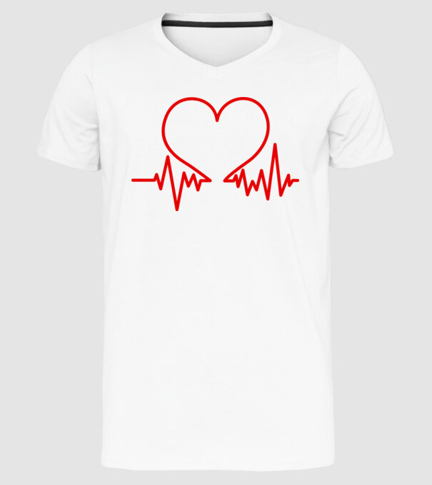 ECG inimă model alb pe tricou