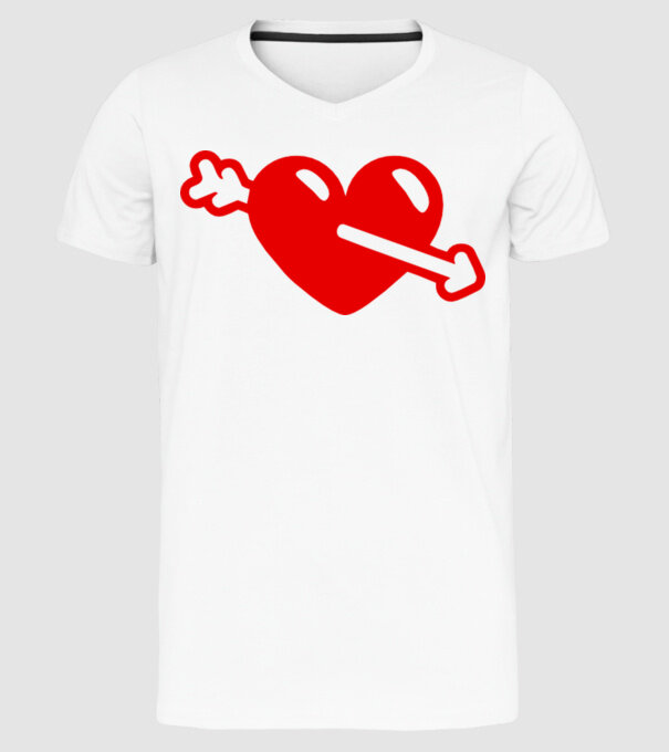 inimă cu săgeată model alb pe tricou