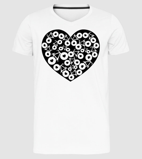 Inima bicicleta model alb pe tricou