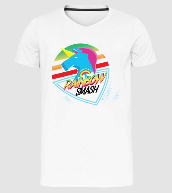 Curcubeu unicorn model alb pe tricou