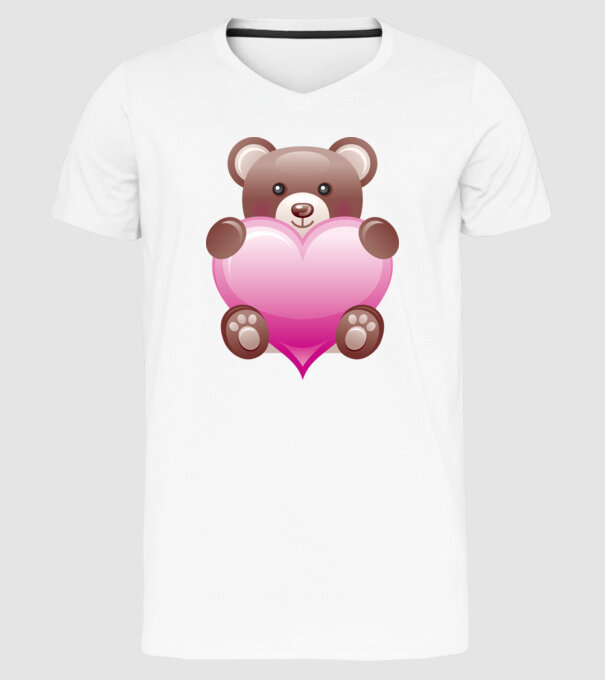 Ursuleț inimos model alb pe tricou