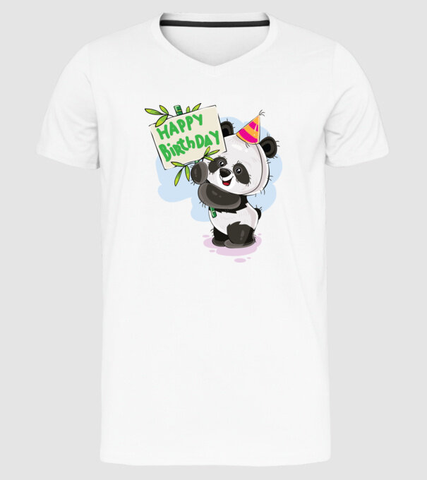 Zi de naștere panda model alb pe tricou