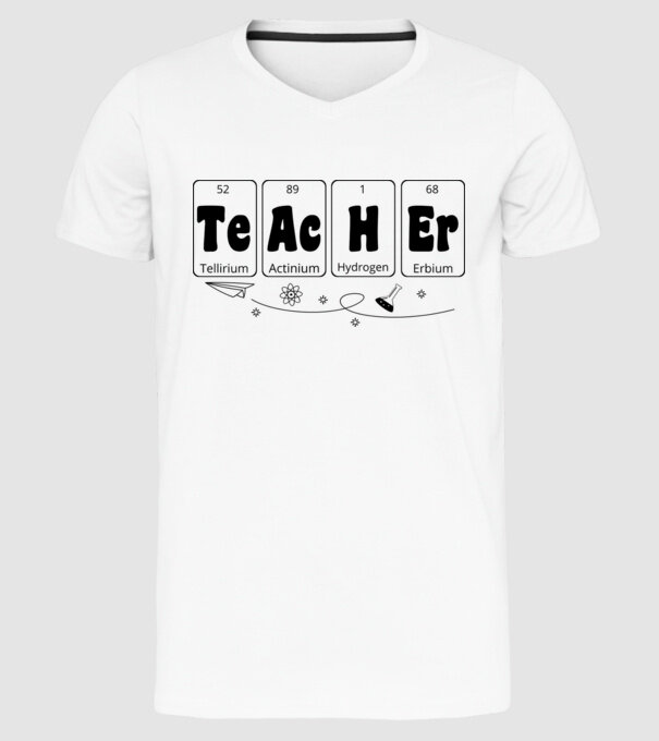Teacher periodic model alb pe tricou