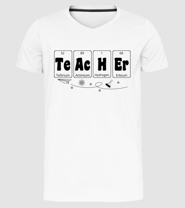 Teacher periodic model alb pe tricou