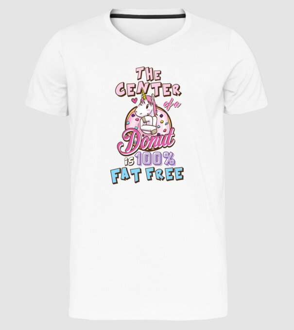 The center of a donut model alb pe tricou