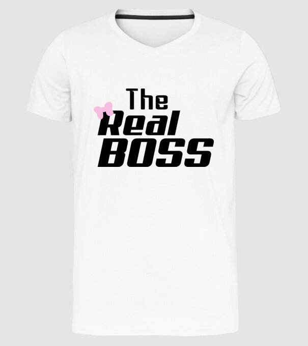 The real boss model alb pe tricou