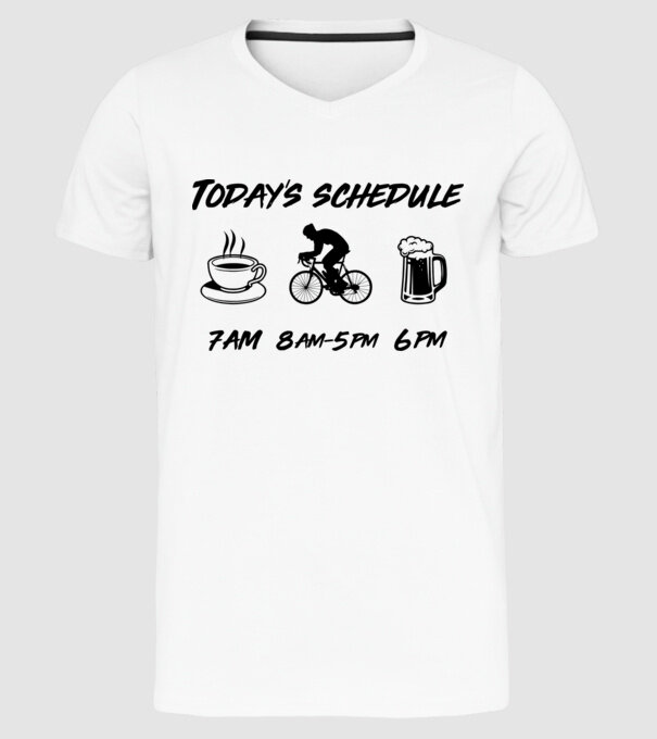 Todays schedule model alb pe tricou