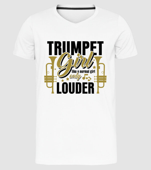 Trumpet girl model alb pe tricou