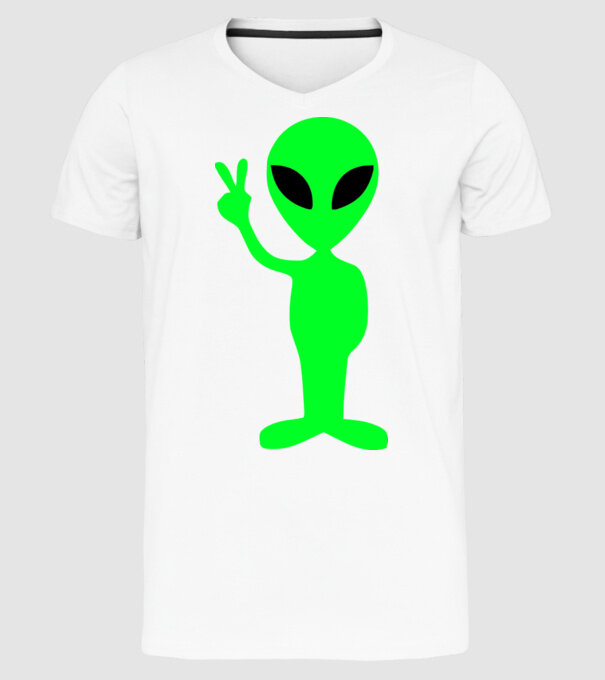 UFO Alien model alb pe tricou