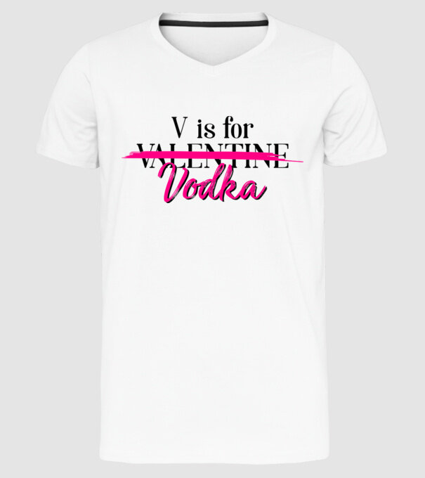 V for Vodka model alb pe tricou
