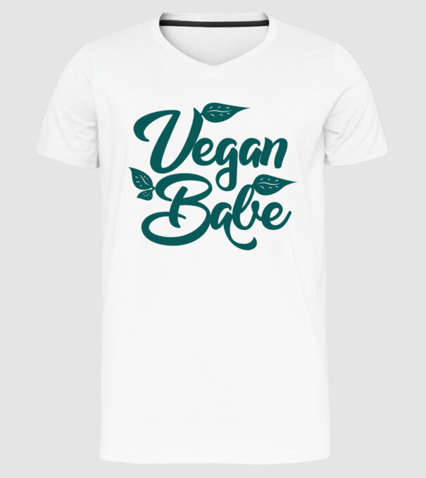Vegan Babe model alb pe tricou