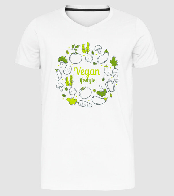 vegan lifestyle model alb pe tricou
