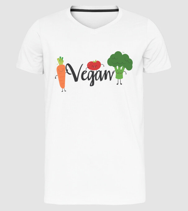 Vegan veggies model alb pe tricou
