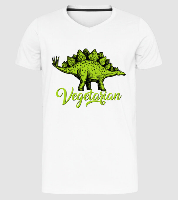 Vegetarian model alb pe tricou