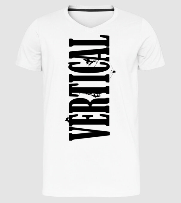 Vertical model alb pe tricou