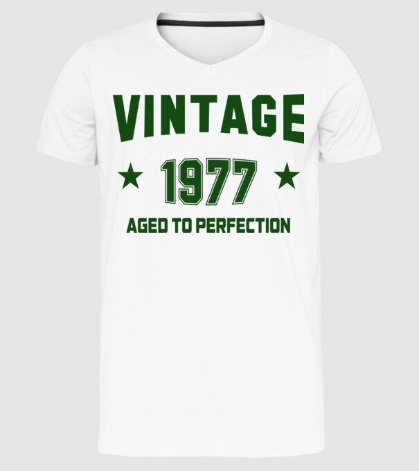 Vintage - 1977 model alb pe tricou