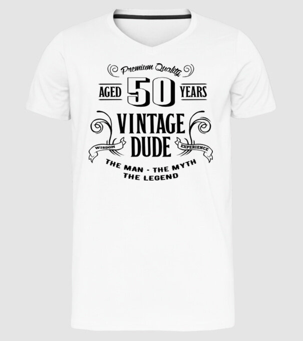 Vintage Dude - 50 model alb pe tricou