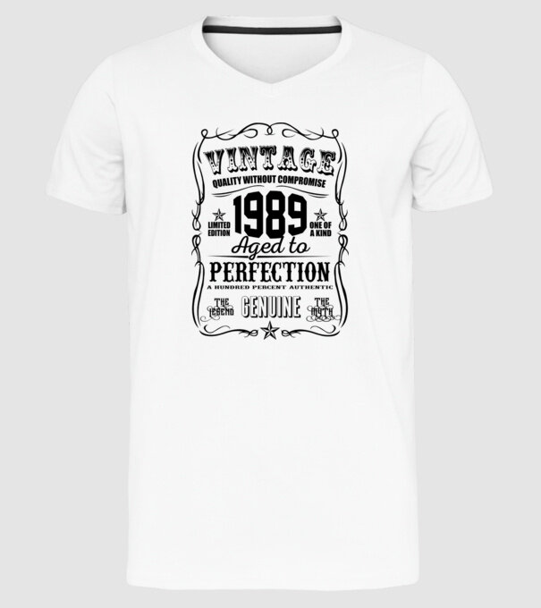 Vintage perfection 1989 model alb pe tricou