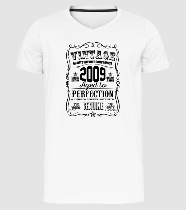 Vintage perfection 2009 model alb pe tricou