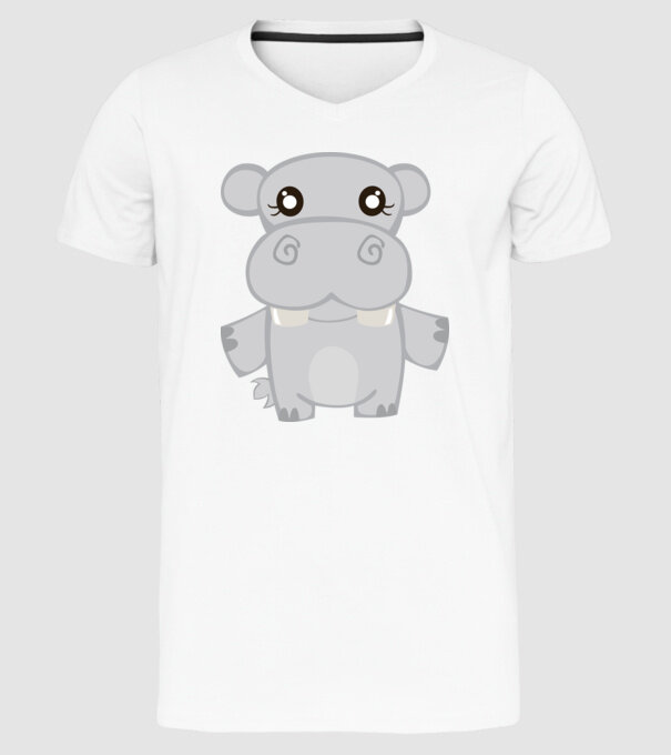 Hipopotam model alb pe tricou