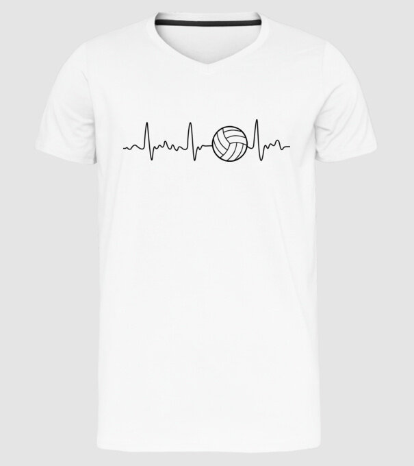 Volleyball heartbeat model alb pe tricou
