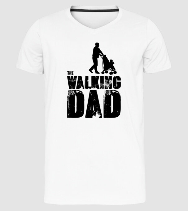 Walking dad model alb pe tricou