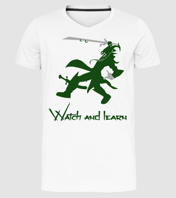Watch and learn model alb pe tricou