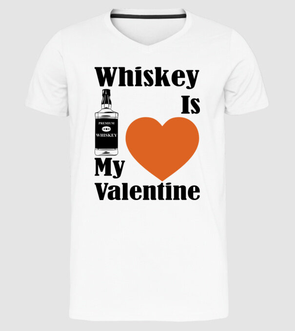 Whiskey Valentine model alb pe tricou