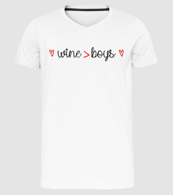 Wine and boys model alb pe tricou