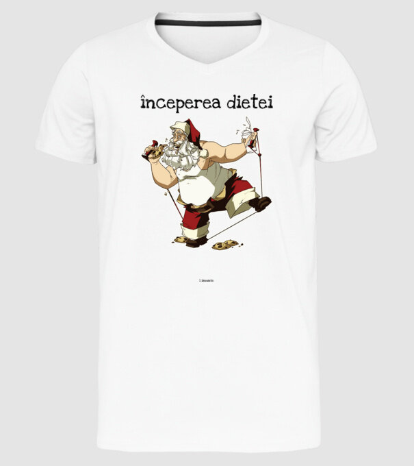 începerea dietei - 1 ianuarie model alb pe tricou