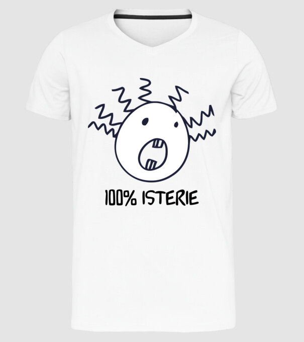 100% isterie model alb pe tricou