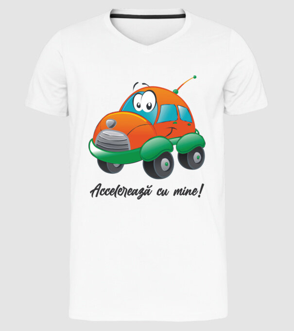 accelerează cu mine model alb pe tricou