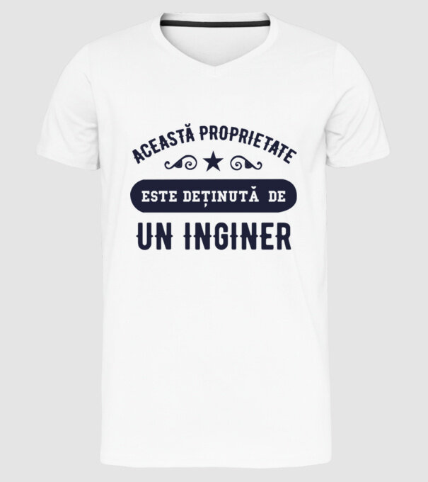Această proprietate este deținută de un inginer model alb pe tricou