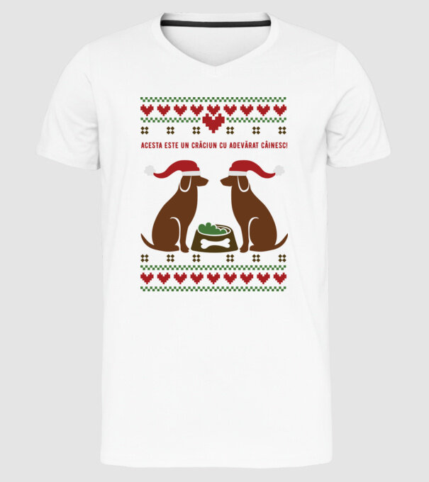 acesta este un Crăciun cu adevărat câinesc! model alb pe tricou