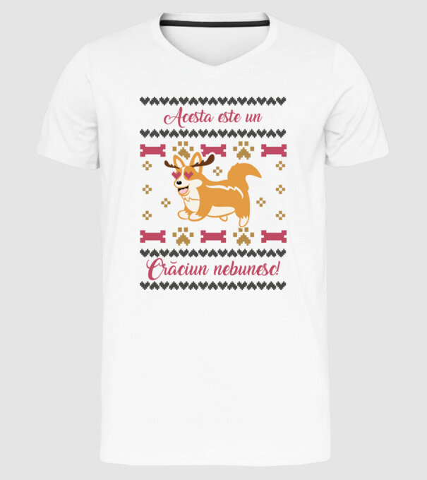acesta este un Crăciun nebunesc model alb pe tricou