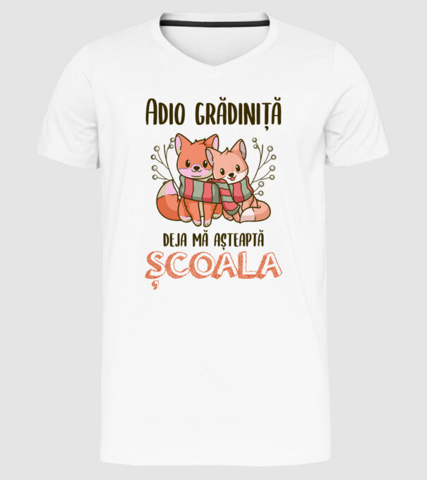 Adio grădiniță, deja mă așteaptă școala model alb pe tricou