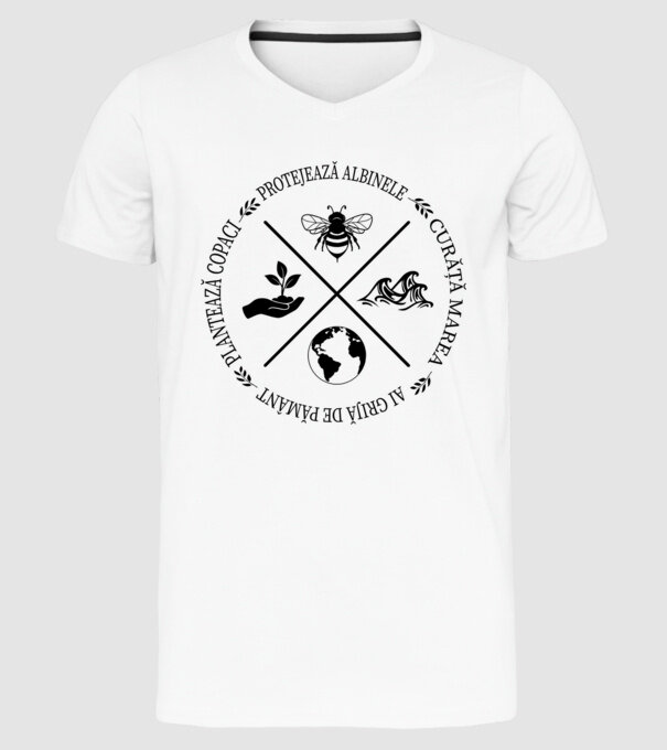 Ai grijă de Pământ model alb pe tricou