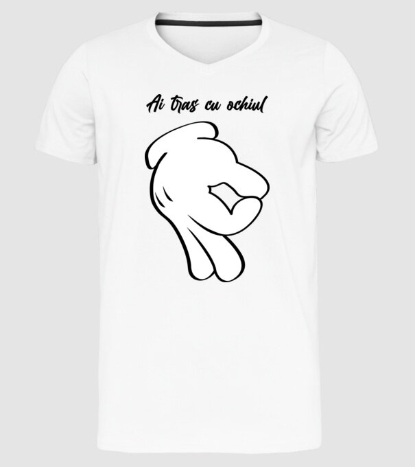 Ai tras cu ochiul model alb pe tricou