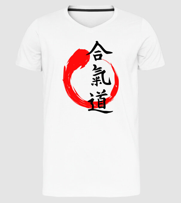 Aikido model alb pe tricou