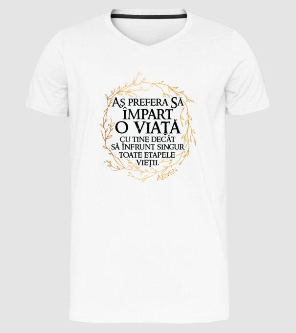 Arwen model alb pe tricou