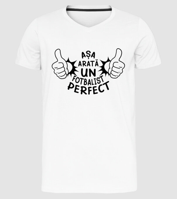 Așa arată un FOTBALIST perfect model alb pe tricou